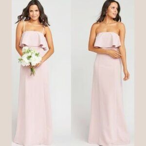 Show Me Your Mumu Monaco Ruffle Crepe Trumpet Gown Vintage Rose XS NEW NWT!